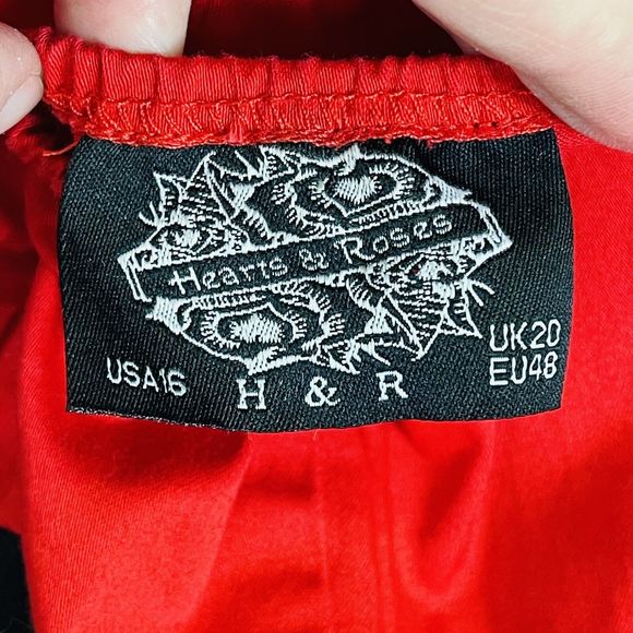 Hearts & Roses Red Sleeveless Strapless Rockabilly Nautical Dress Womens 16 US - Picture 8 of 8